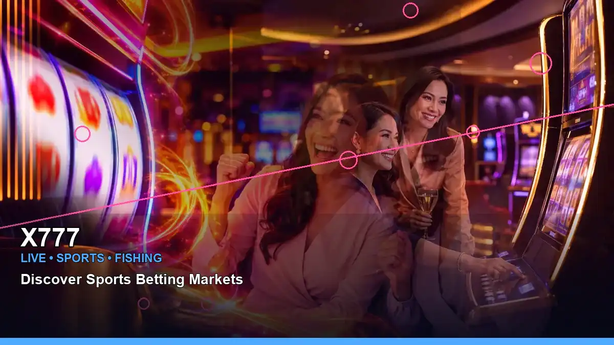 X777 online slot concept featuring an adult Filipina host and a wide reel-style visual